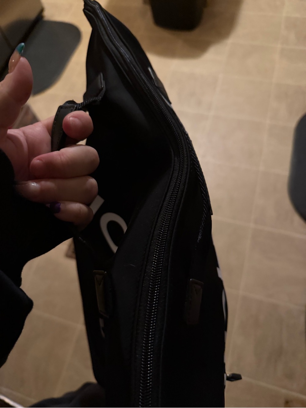 Michael Kors Black Nylon Tote with White Logo Print - Picture 3 of 3